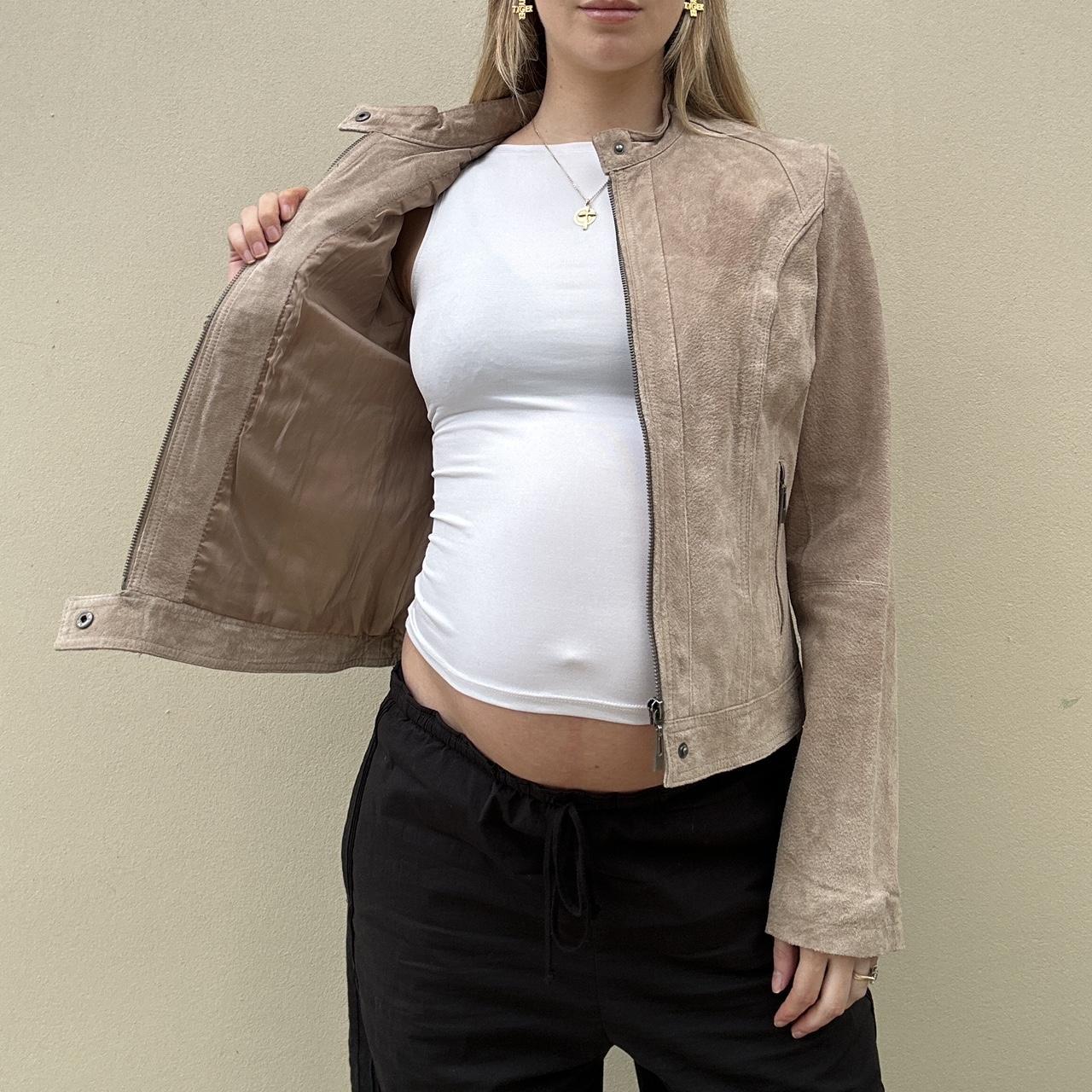 Vintage beige suede biker jacket