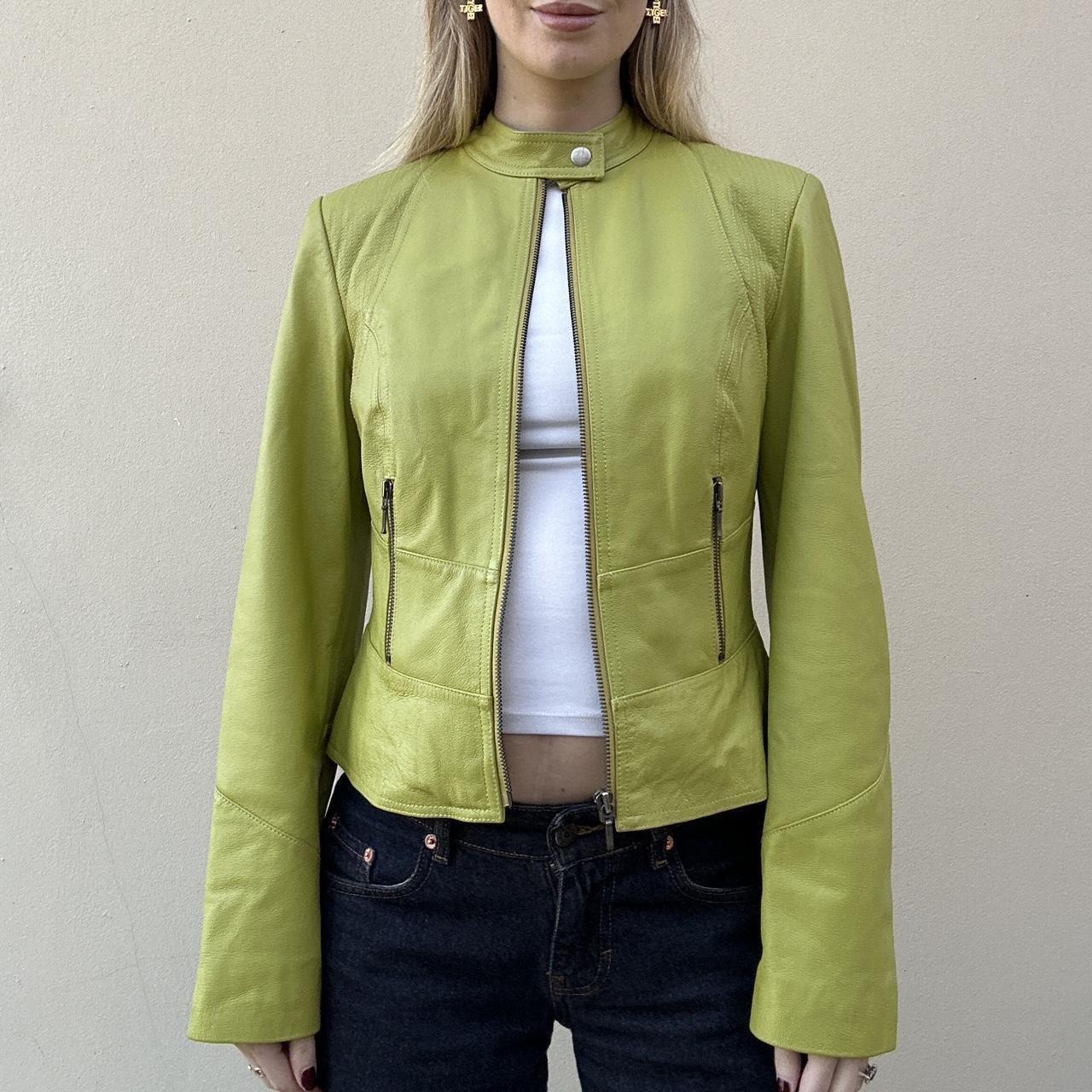 Vintage 00s pistachio green leather jacket