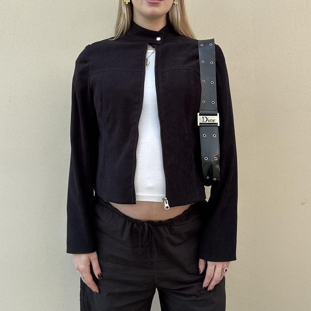 Vintage 00s faux suede biker jacket