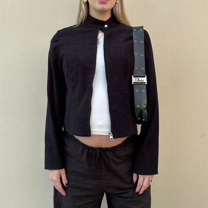 Vintage 00s faux suede biker jacket