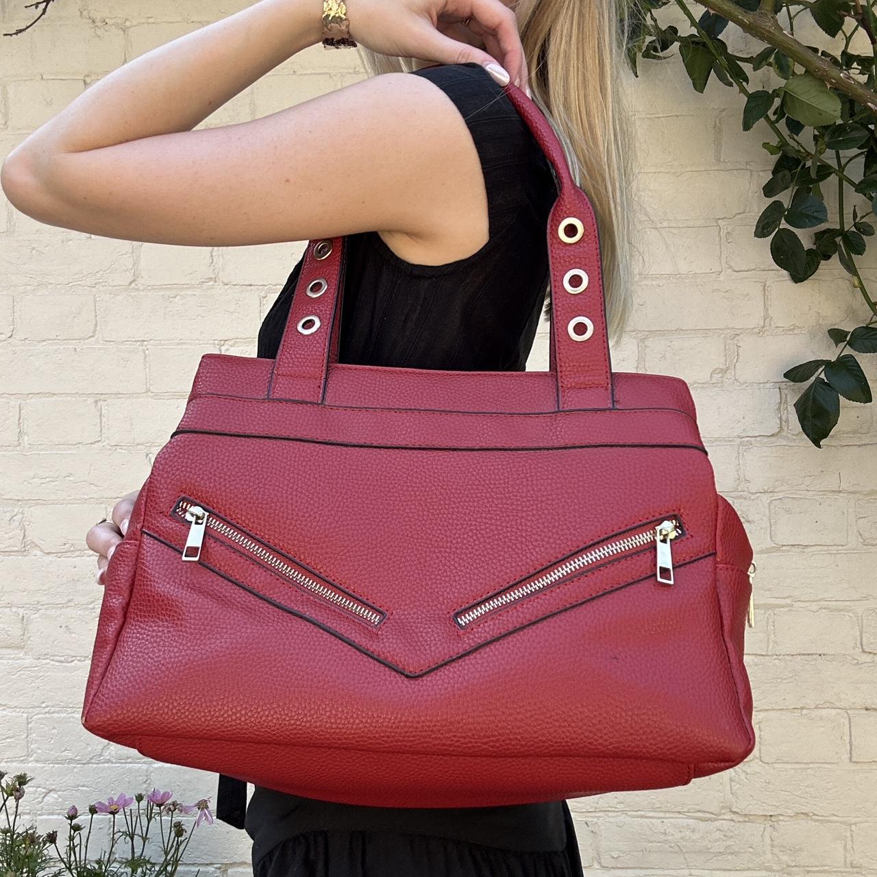 Vintage red leather handbag