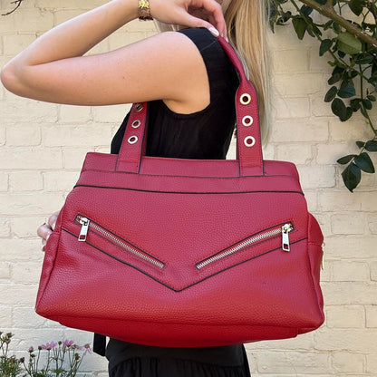 Vintage red leather handbag