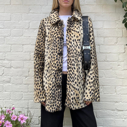 Faux fur leopard coat