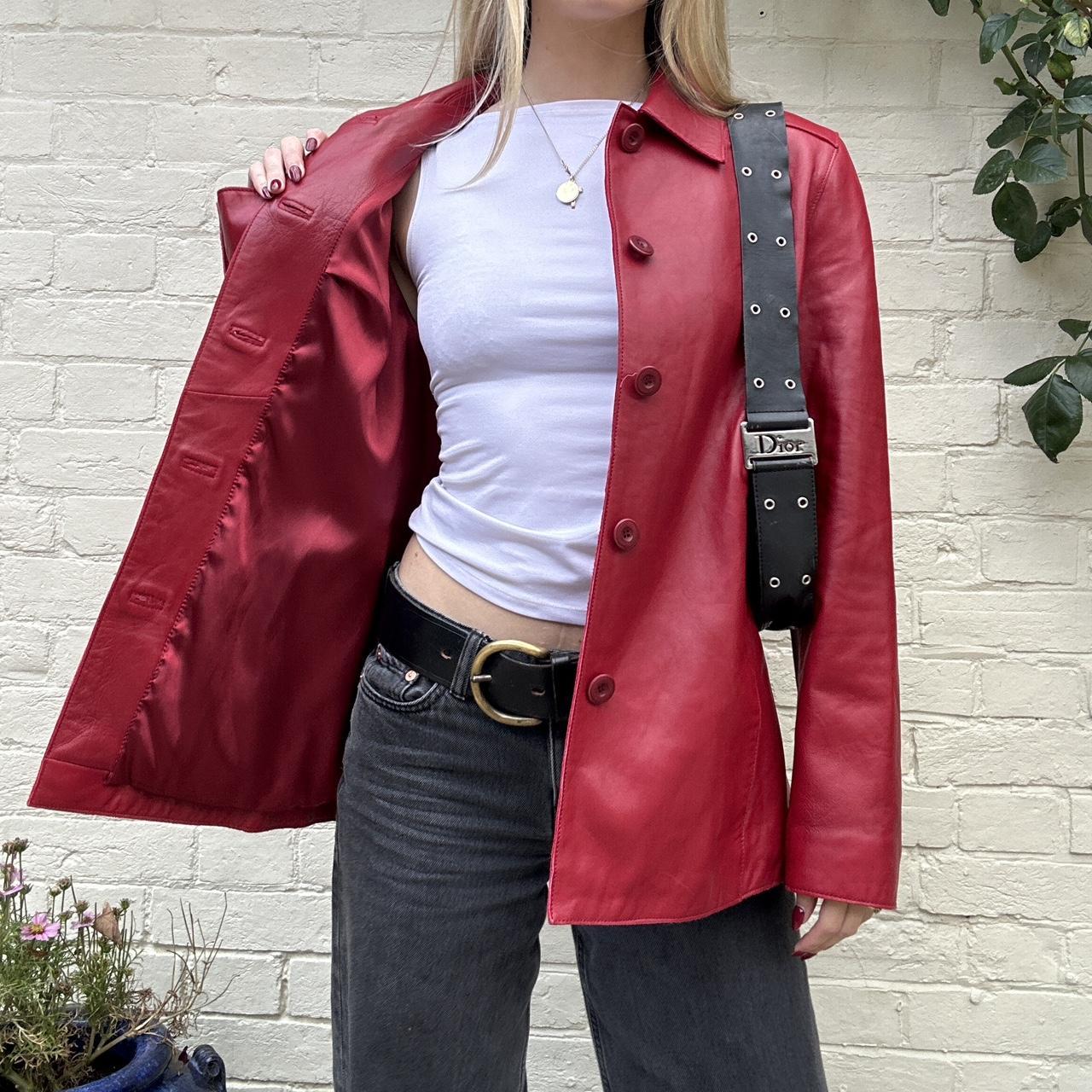 Vintage burgundy leather coat