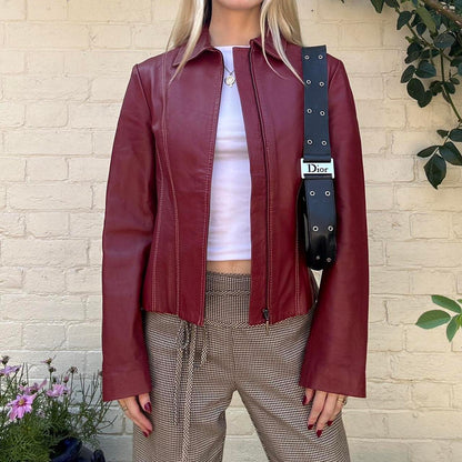 Vintage 00s burgundy leather jacket