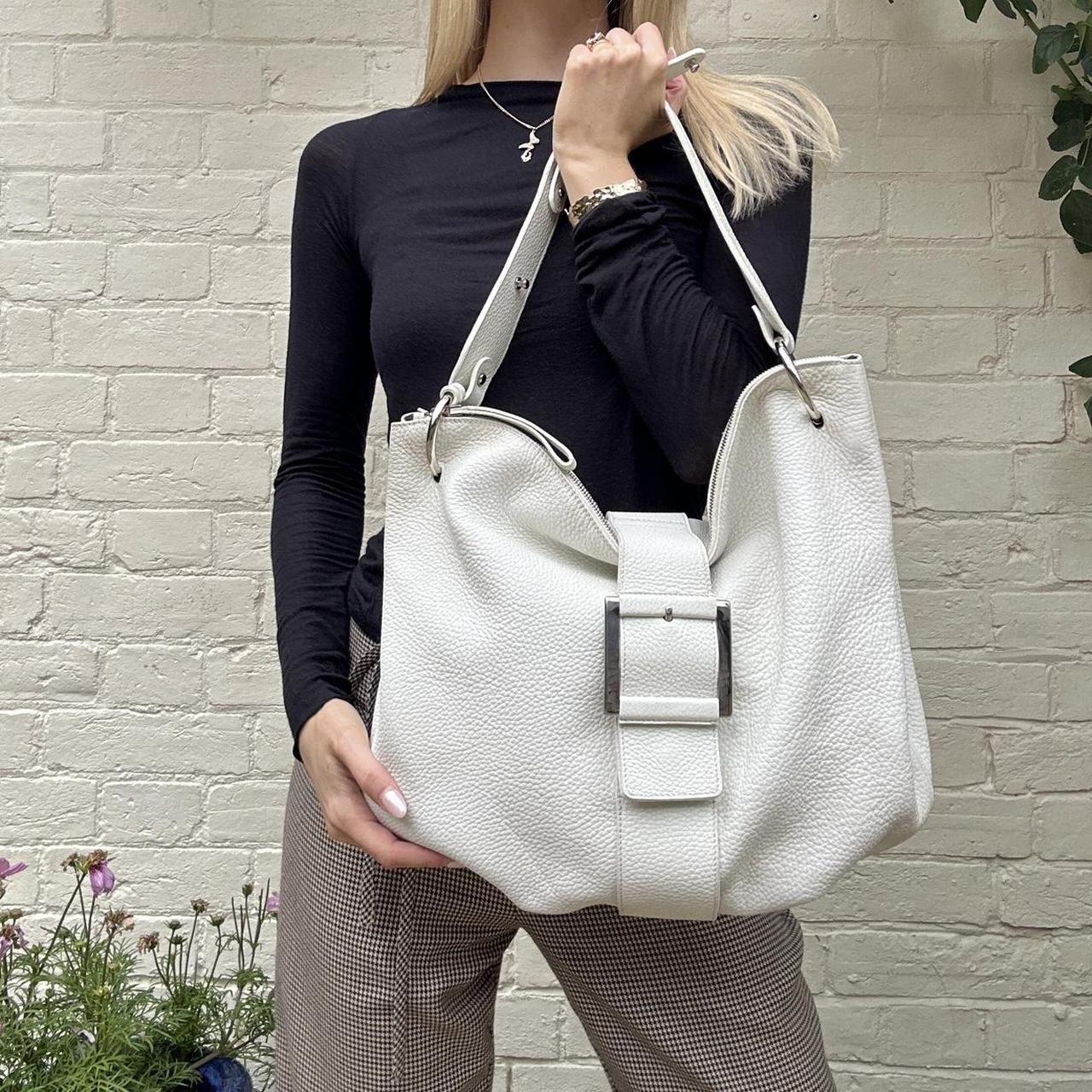 Vintage white leather handbag