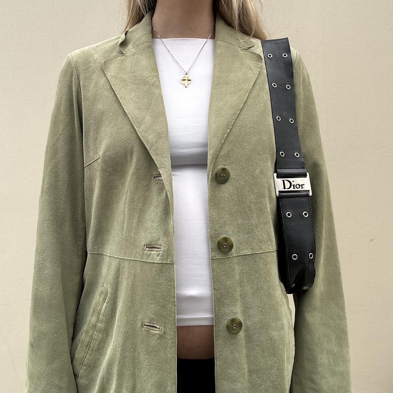 Sage green suede long coat