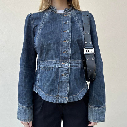 Vintage 00s denim asymmetrical jacket
