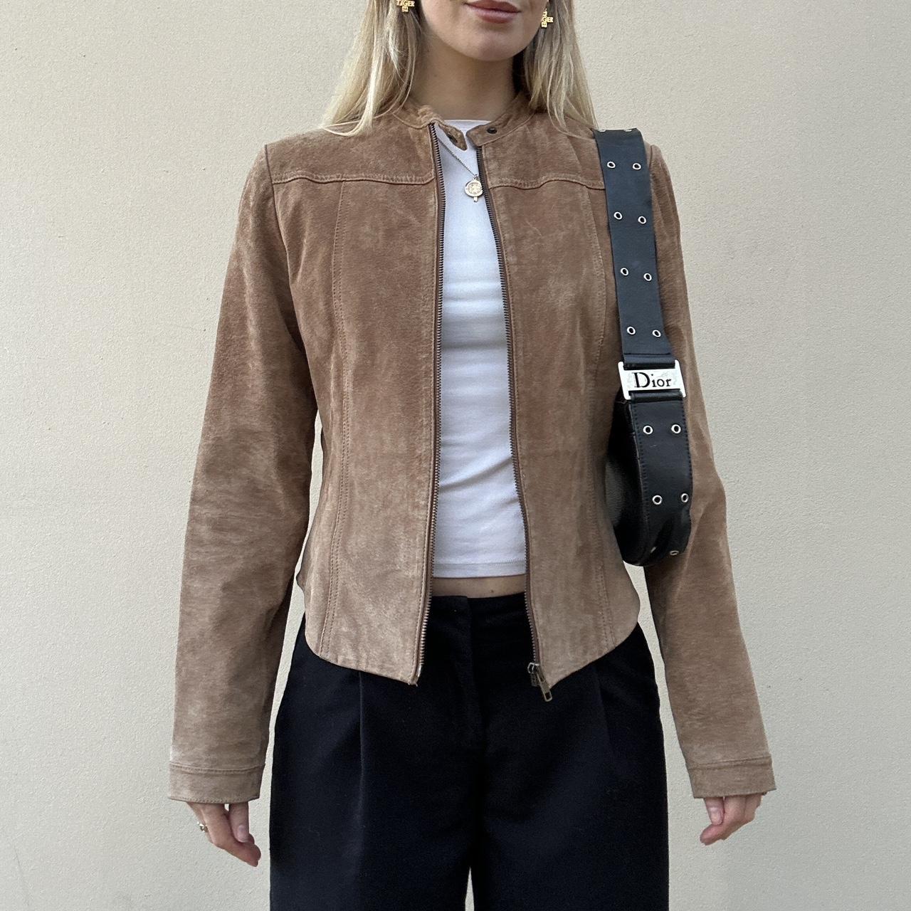 Vintage 00s tan suede biker jacket