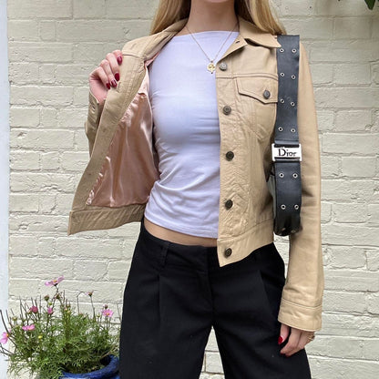 Vintage 90s cream leather jacket