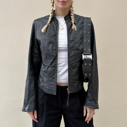 Vintage 00s leather rutched jacket