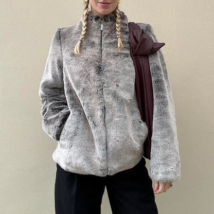 Faux fur grey coat