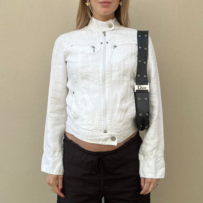 Vintage 00s linen biker jacket