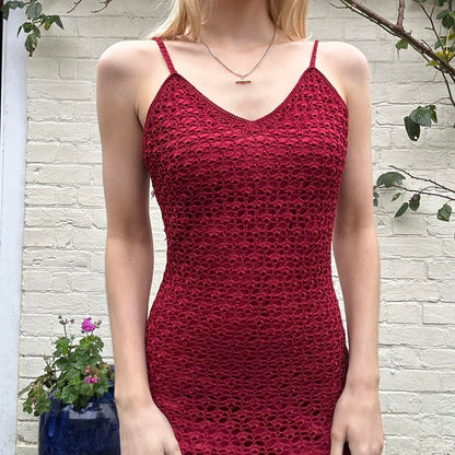 Vintage 00s burgundy crochet dress