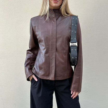 Vintage 00s brown leather jacket