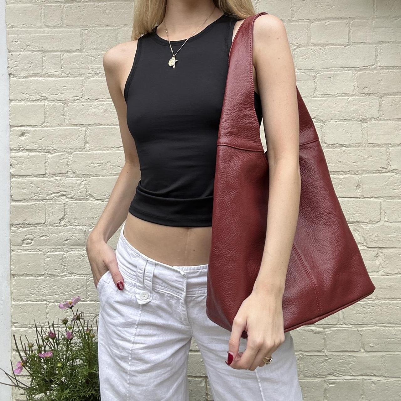 Leather burgundy slouch bag