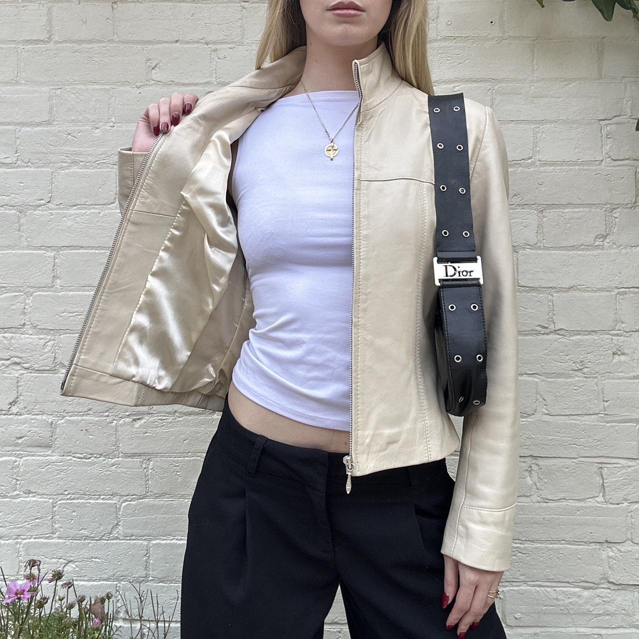 Vintage 00s cream leather jacket