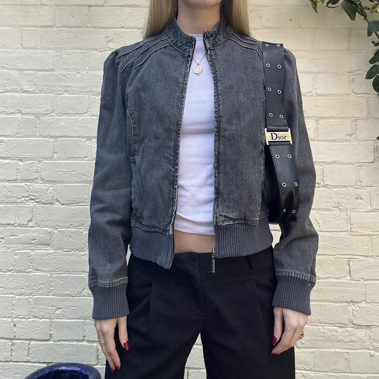 Vintage charcoal denim zip jacket