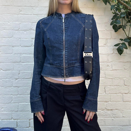 Vintage 00s denim double zip jacket