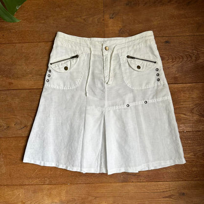 Vintage 00s white cargo midi skirt