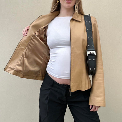 Vintage 00s tan leather jacket