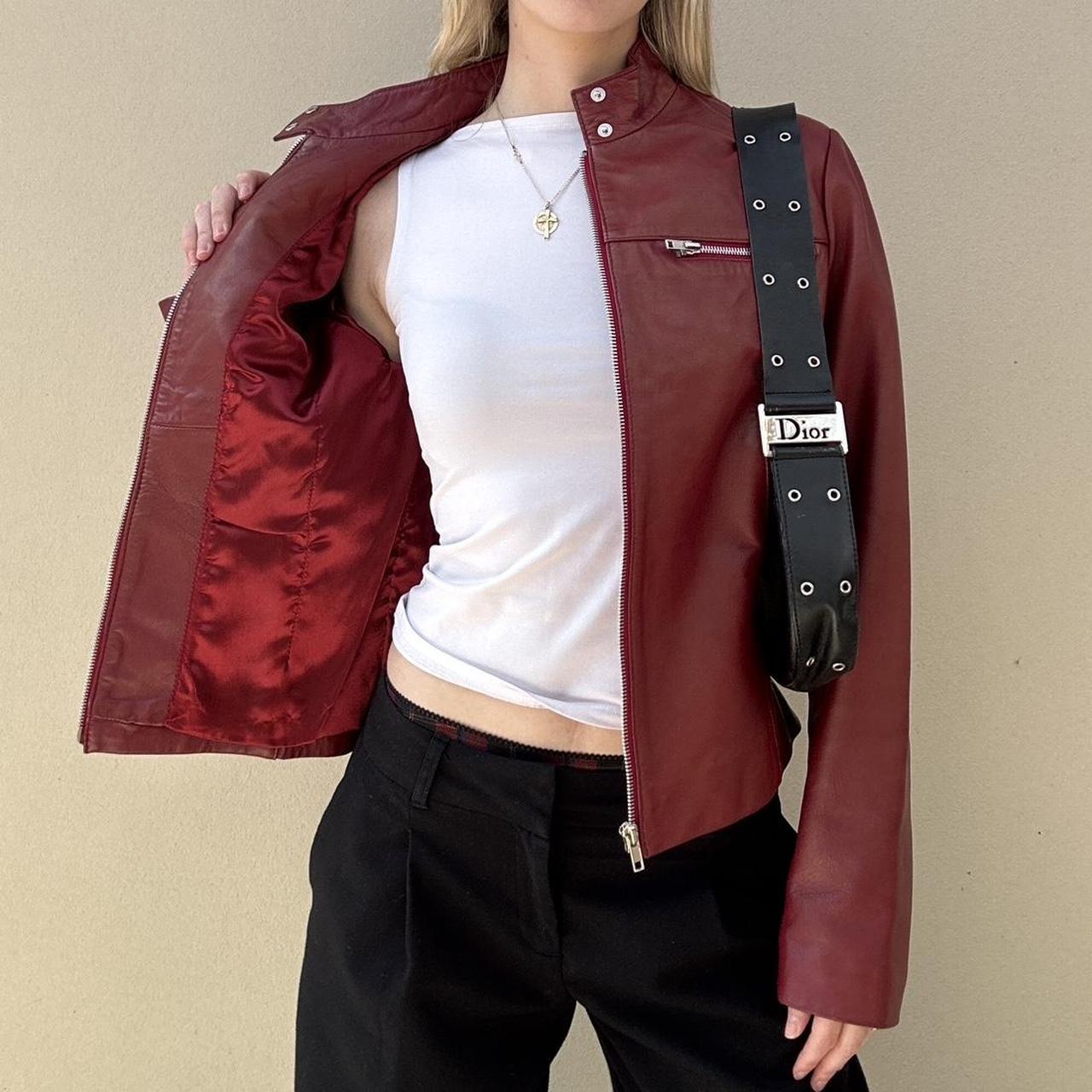 Vintage 00s burgundy leather jacket