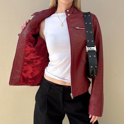 Vintage 00s burgundy leather jacket