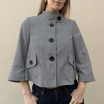 Vintage 00s houndstooth pea coat