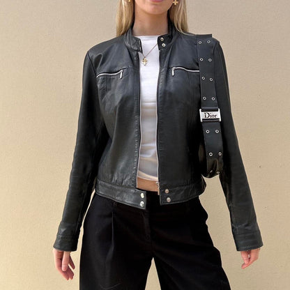 Vintage 00s black biker jacket