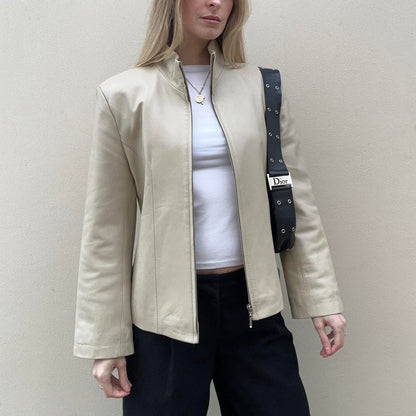 Vintage 00s ivory leather jacket