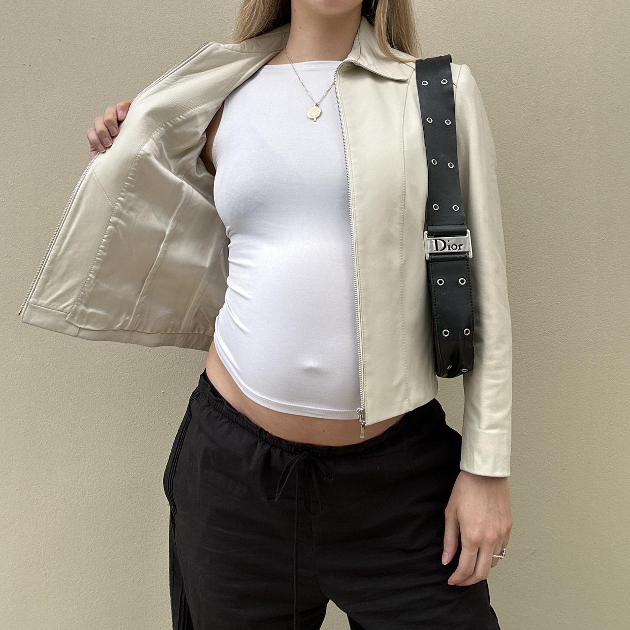 Vintage cream leather jacket