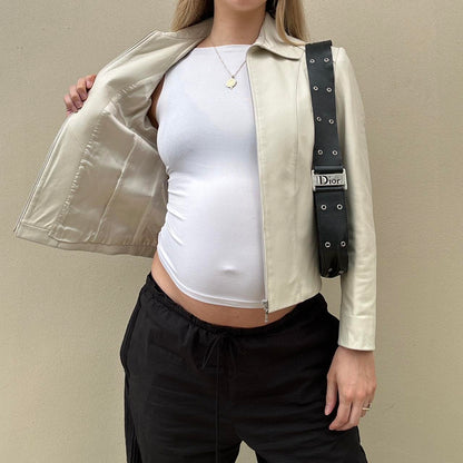 Vintage cream leather jacket