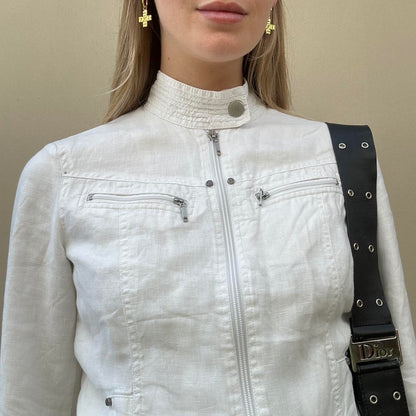 Vintage 00s linen biker jacket