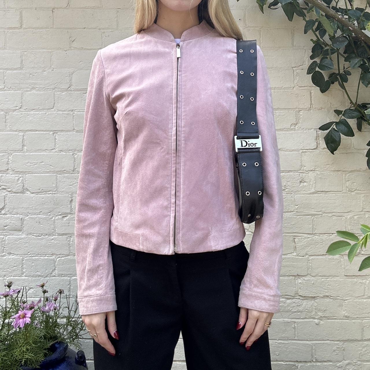 Vintage 00s dusty pink genuine suede jacket