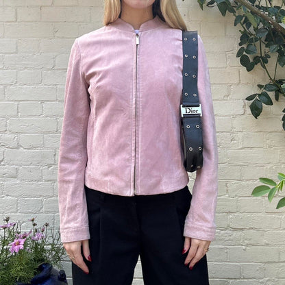 Vintage 00s dusty pink genuine suede jacket