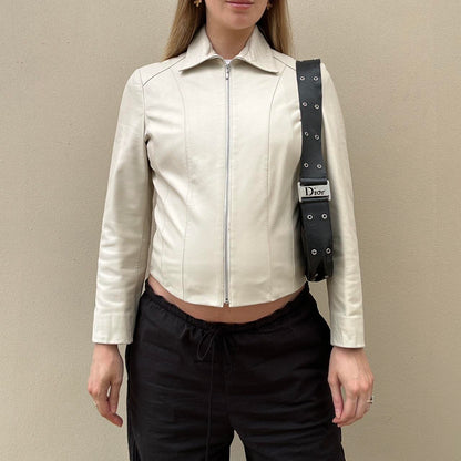 Vintage cream leather jacket