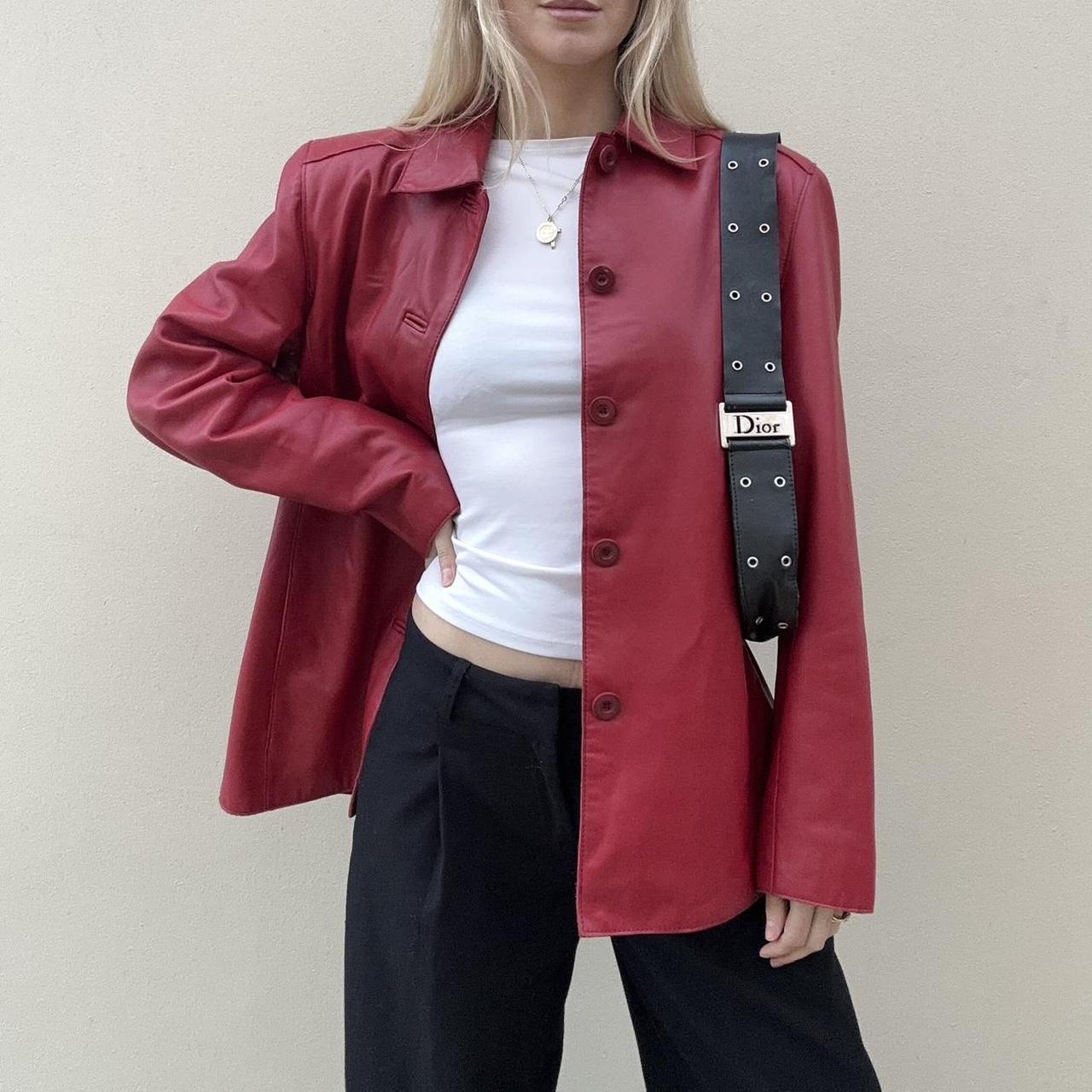 Vintage 00s red leather jacket