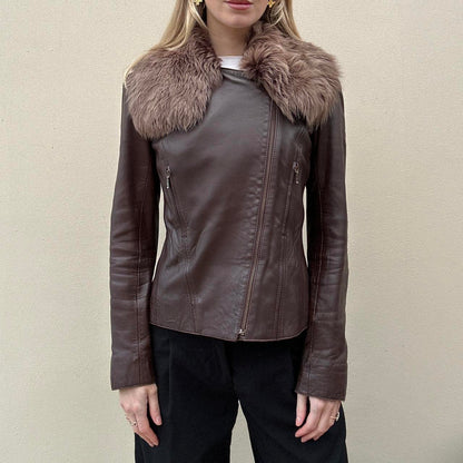 Vintage 00s brown leather jacket