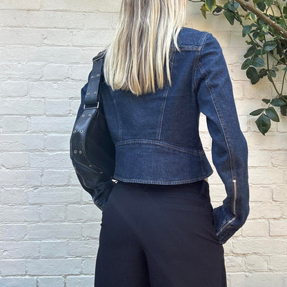 Vintage 00s denim double zip jacket