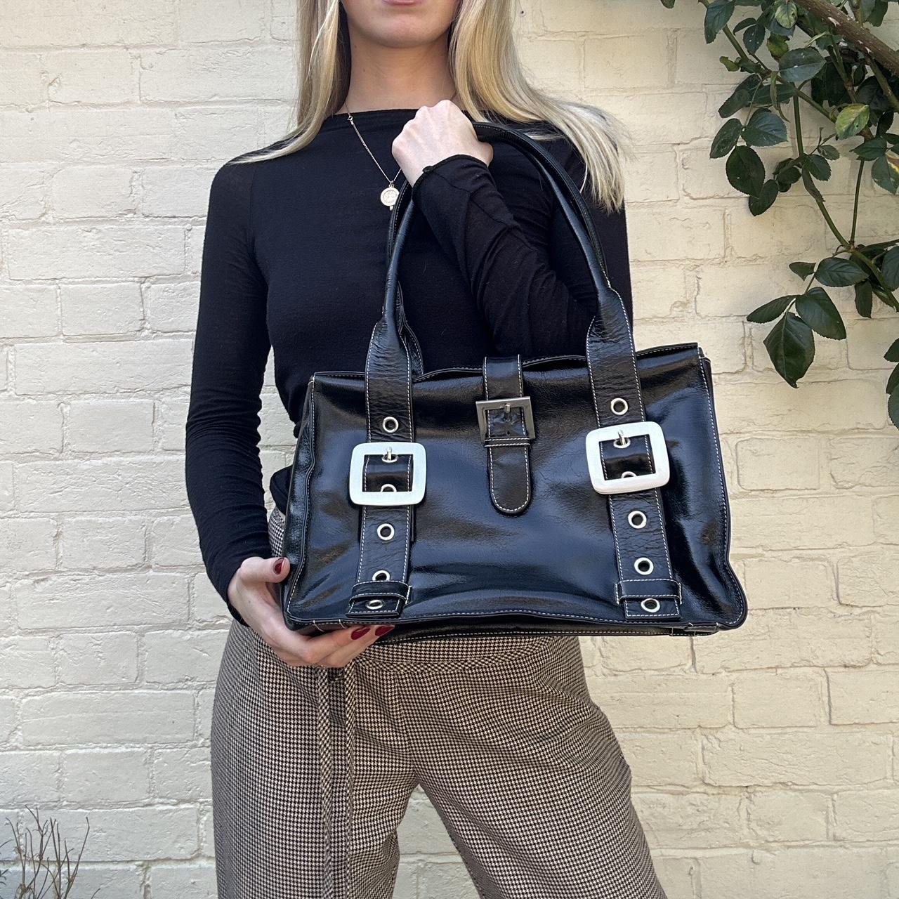 Vintage leather bag with silver hardware