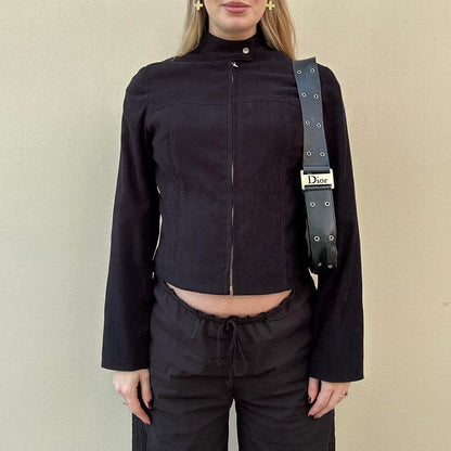 Vintage 00s faux suede biker jacket