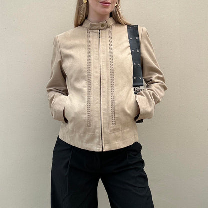Vintage 00s faux suede biker jacket