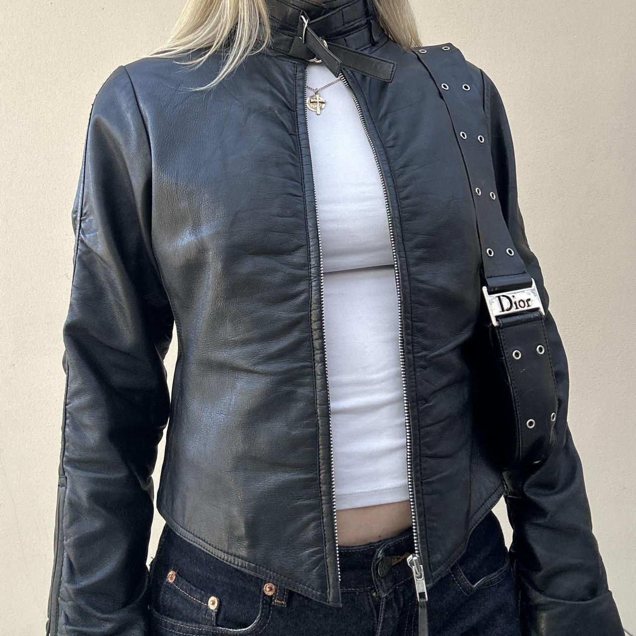 Vintage rutched leather jacket