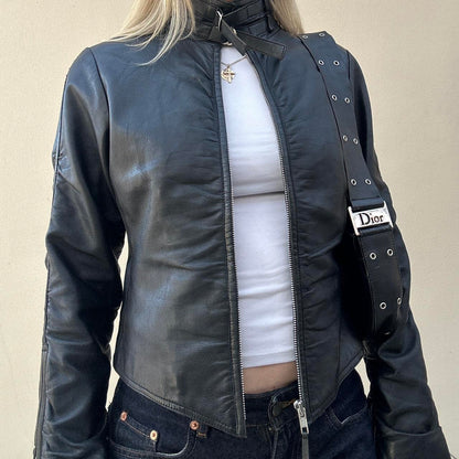 Vintage rutched leather jacket