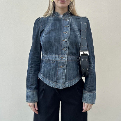 Vintage 00s denim asymmetrical jacket