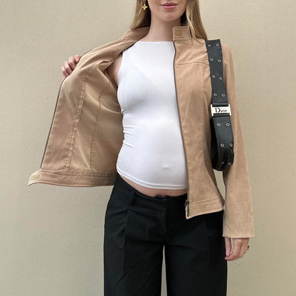 Vintage 00s faux suede biker jacket