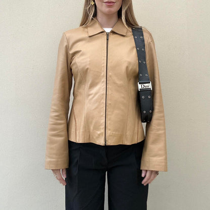 Vintage 00s tan leather jacket