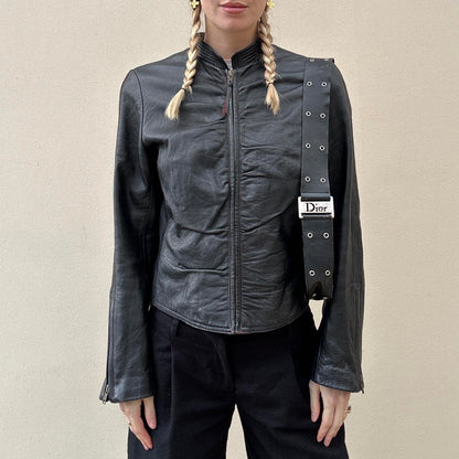 Vintage 00s leather rutched jacket
