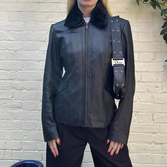 Vintage 00s black leather jacket