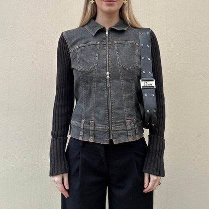 Vintage denim & knit jumper jacket
